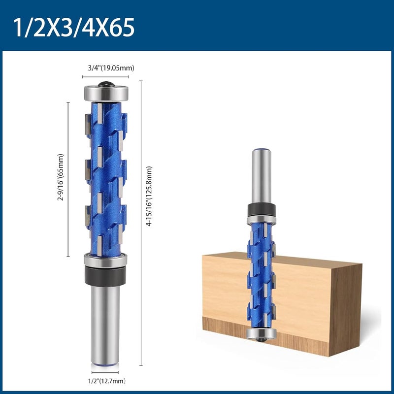 HOZLY Flush Trim Router Bit 1/2" Shank, Flat Trimming Router Bits, Double Bearing Spiral Trimming Tool Woodworking Milling Cutter Tool for Wood MDF Hardwood (1/2x3/4x2-9/16) - Image 2